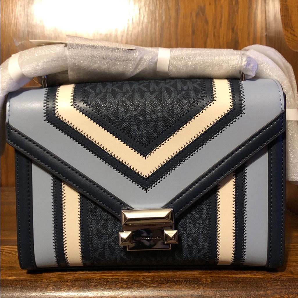 Nwt-Michael Kors-Whitney-Med Color Block & Sig Logo-Shoulder Bag-Navy Multi-$428